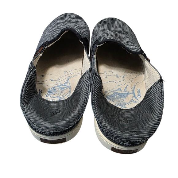 OluKai Kahu Kai Men\'s Slip-on Comfort Shoes, Size 13, Dark Gray/Off White